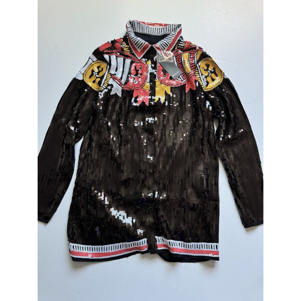 NASTY GAL Country Star Western Sequin Shirt Size 4 - Picture 1 of 5